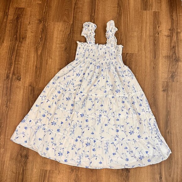 Hill House Ellie Nap Dress Blue Floral Ruffle Smocked Dress Sz XXL - Picture 6 of 12